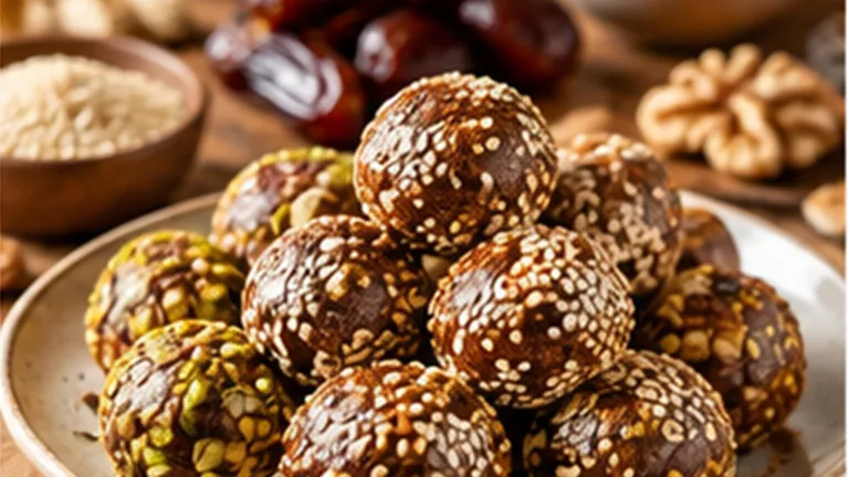توپک خرما و گردو؛ یک شیرینی کوچک بدون فر