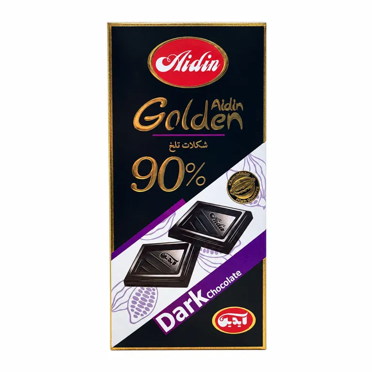 شکلات تبلتی 100 گرمی تلخ 90 درصد آیدین
