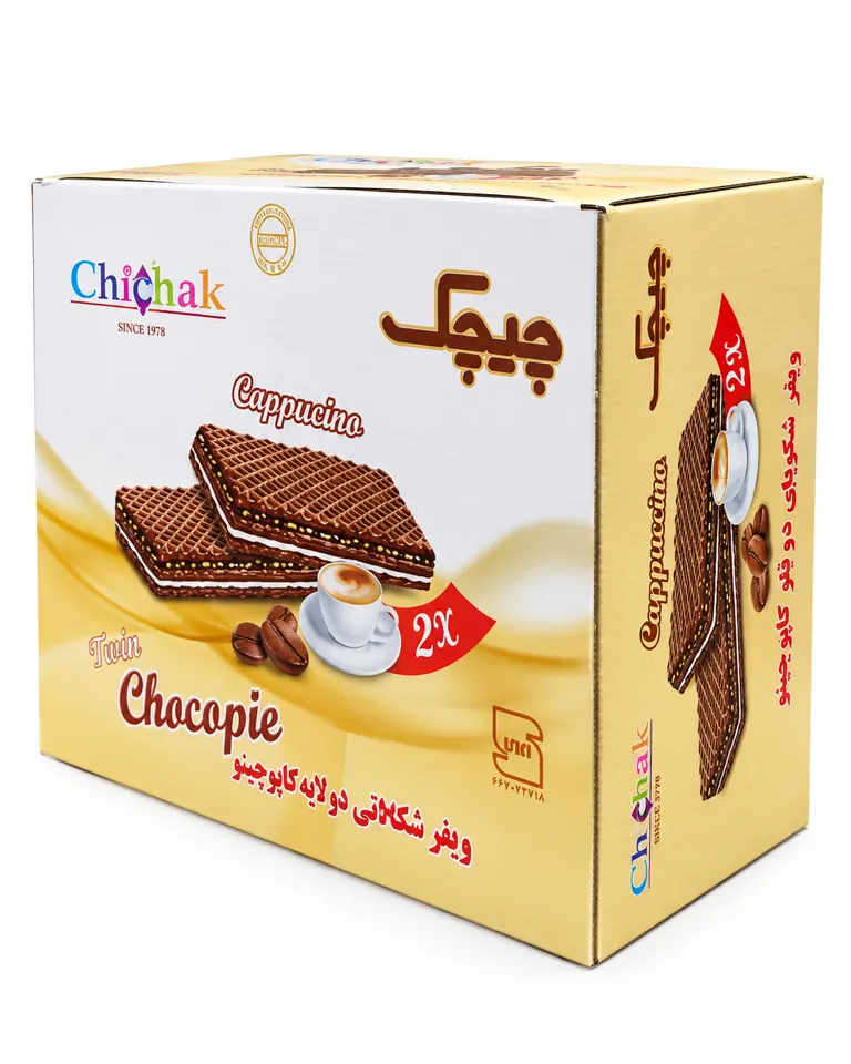 ویفر دوقلوی شکوپای کاپوچینو چیچک بسته 24 عددی